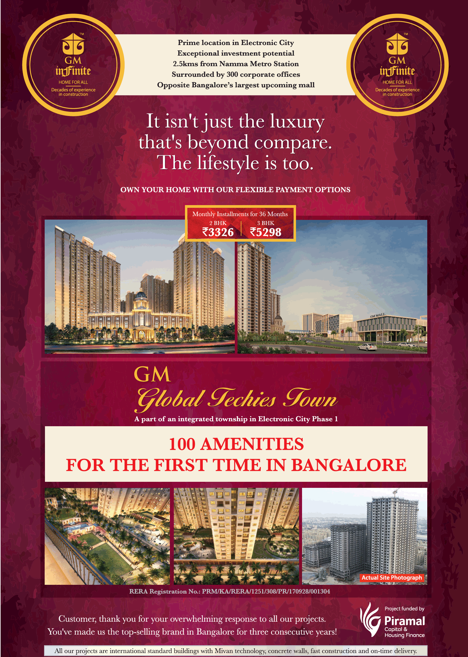 Own your home with flexible payment options at GM Global Techies Town in Bangalore Update